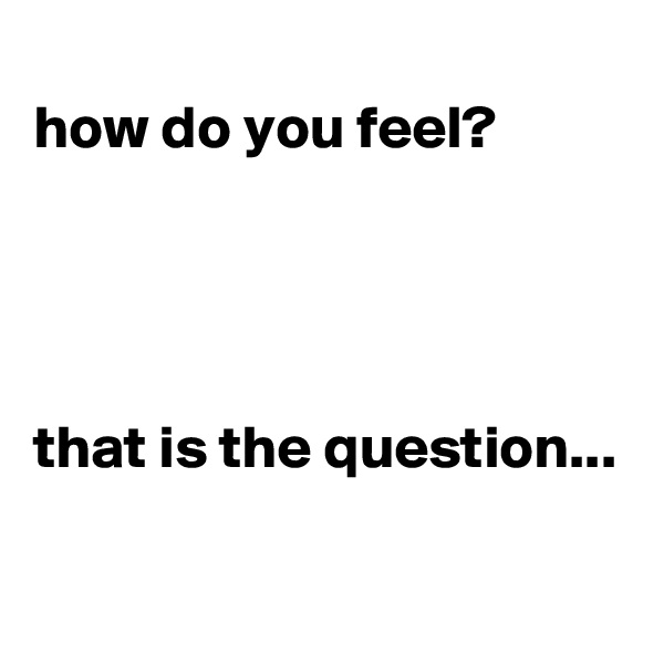 
how do you feel?




that is the question...

