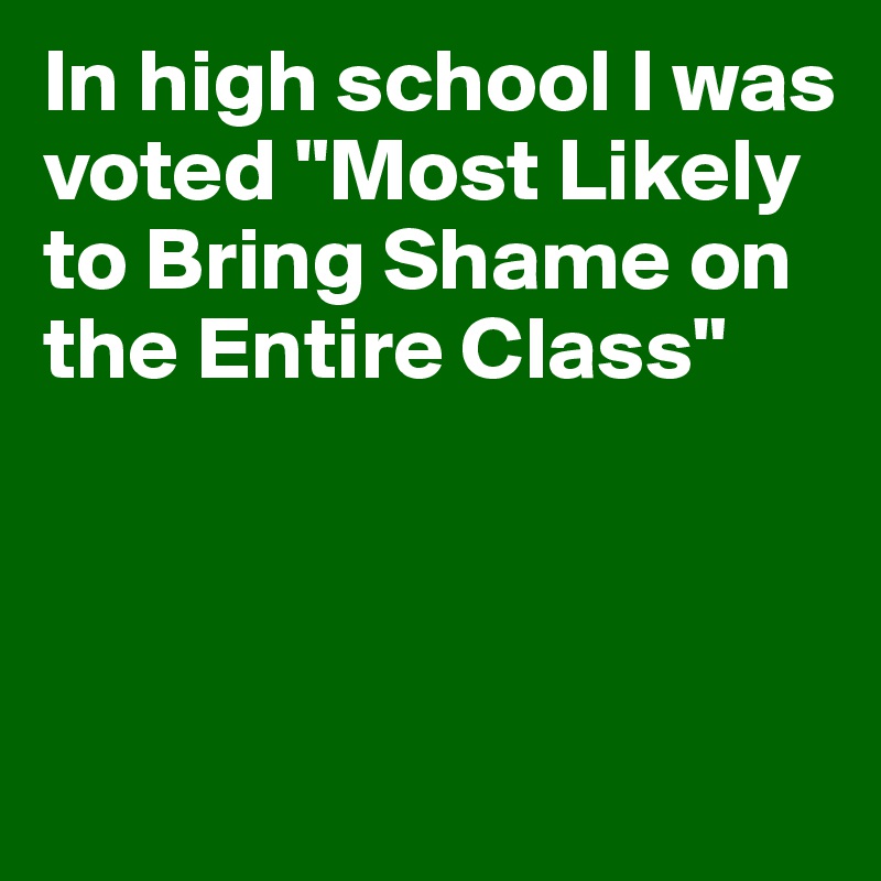 In high school I was voted "Most Likely to Bring Shame on the Entire Class"



