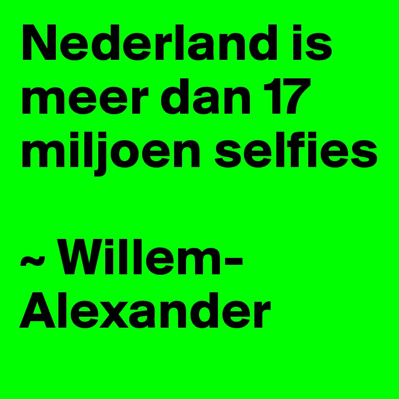 Nederland is meer dan 17 miljoen selfies

~ Willem-Alexander