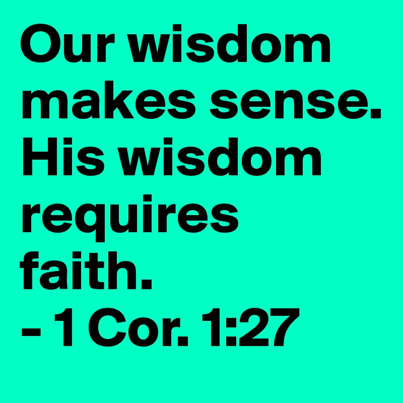 Our wisdom makes sense.  His wisdom requires faith.  
- 1 Cor. 1:27