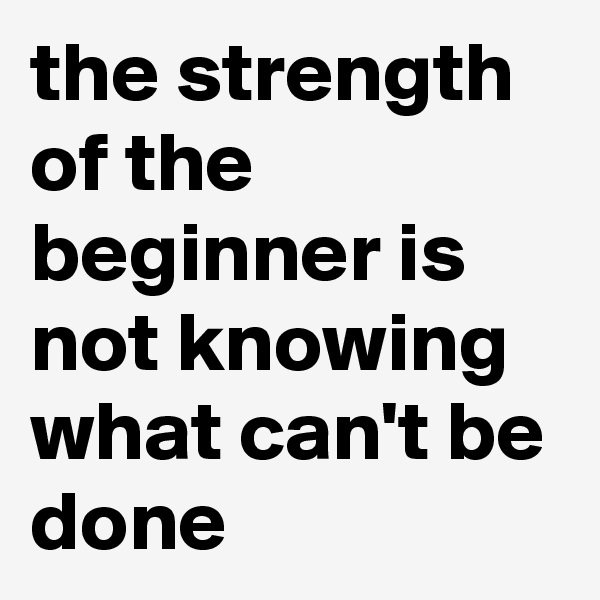 the strength of the beginner is not knowing what can't be done