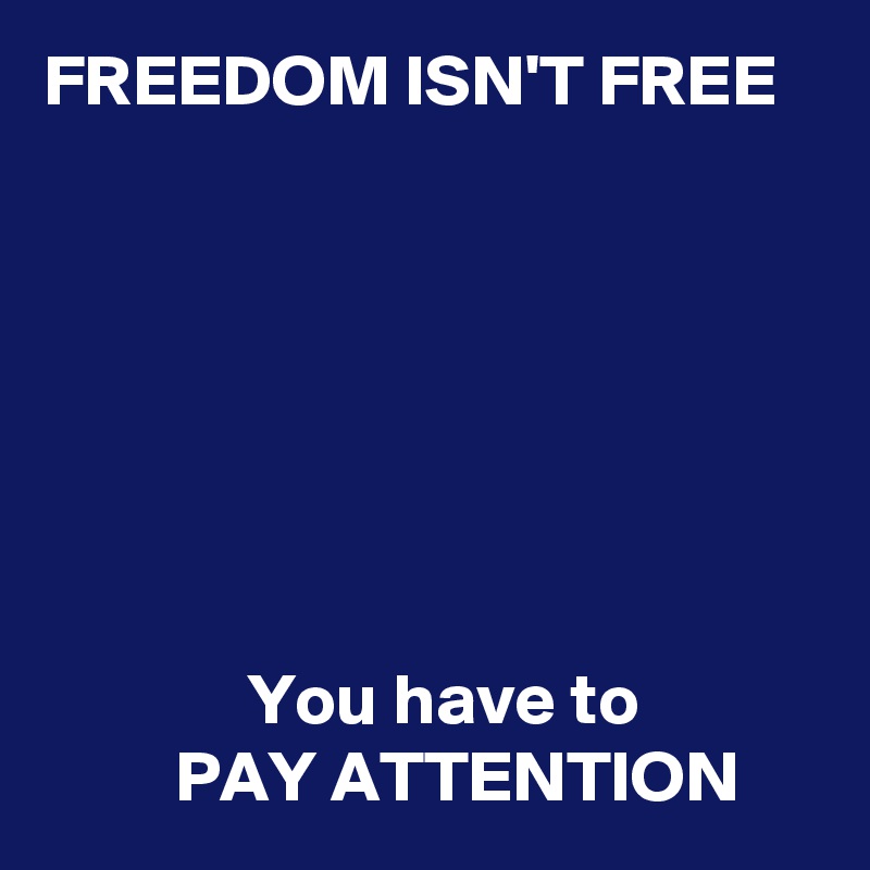 FREEDOM ISN'T FREE







              You have to
         PAY ATTENTION