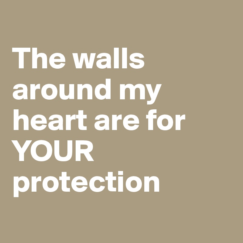 
The walls around my heart are for YOUR protection 
