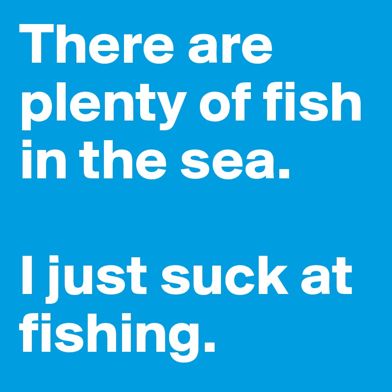 There are plenty of fish in the sea.

I just suck at fishing.