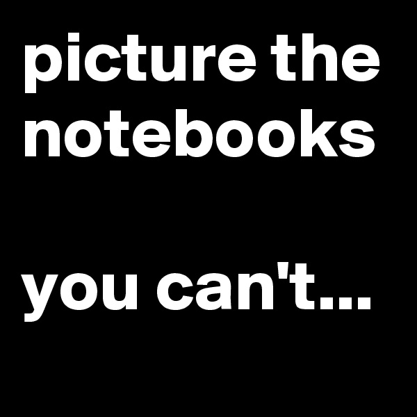 picture the notebooks 

you can't...