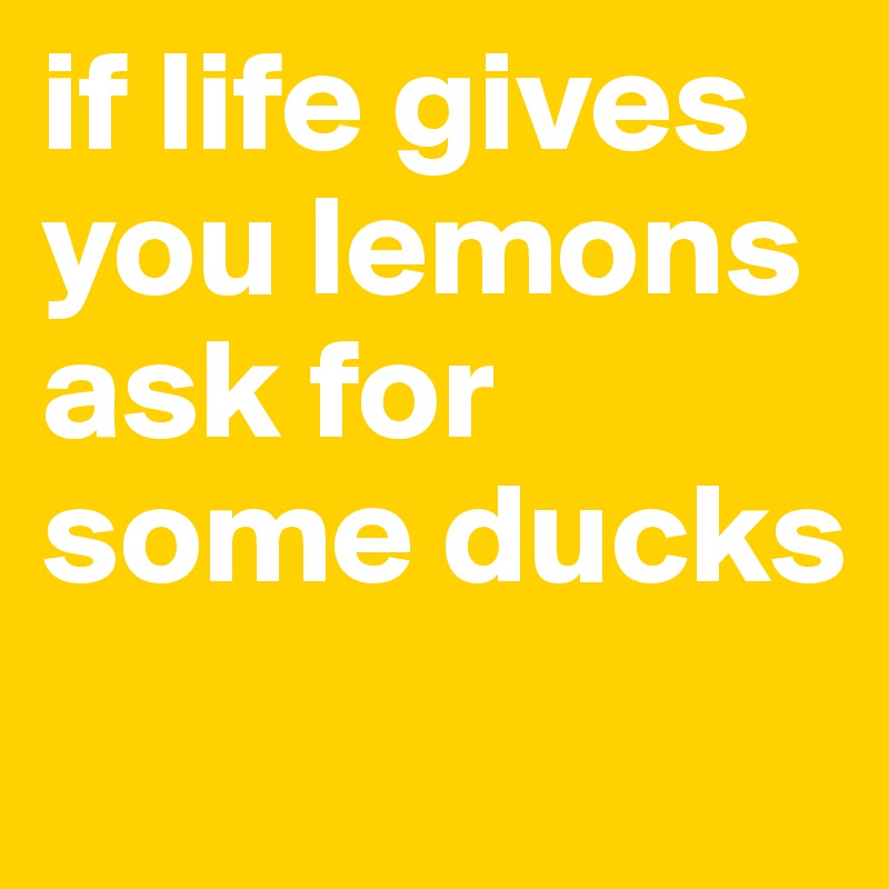 if life gives you lemons
ask for some ducks
