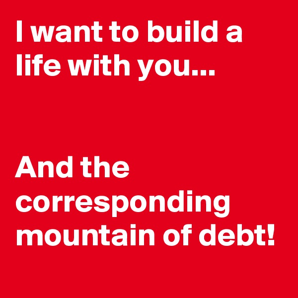 I want to build a life with you...


And the corresponding mountain of debt!