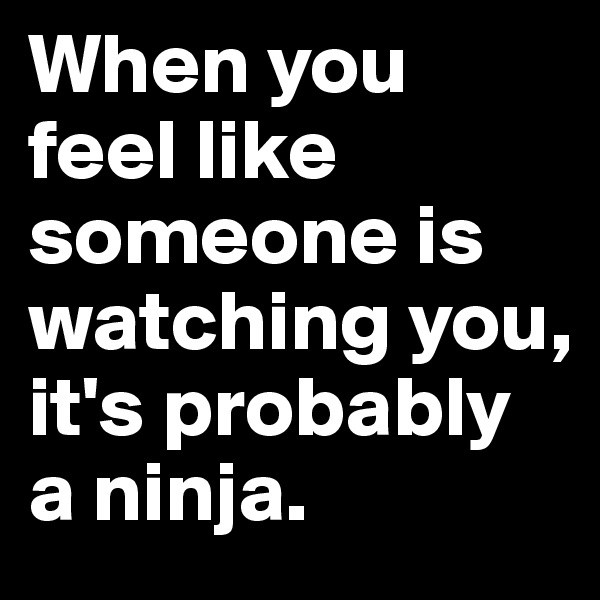 When you feel like someone is watching you, it's probably a ninja.