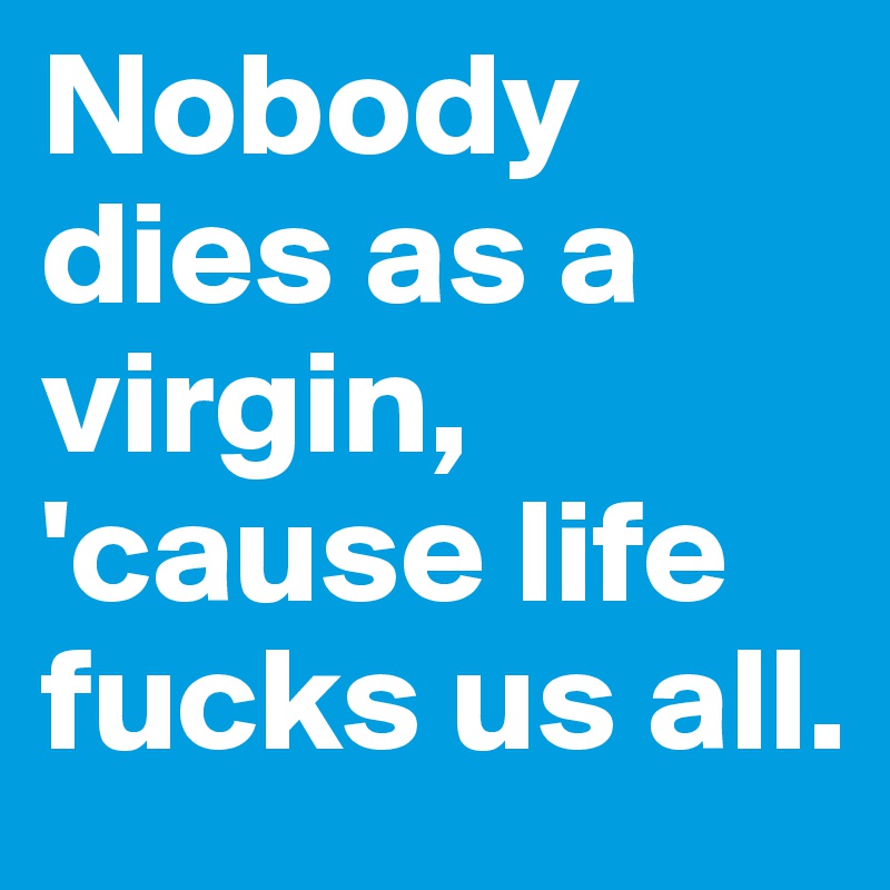 Nobody dies as a virgin, 'cause life fucks us all. 