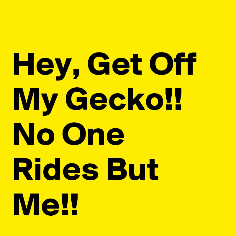 
Hey, Get Off My Gecko!! No One Rides But Me!!