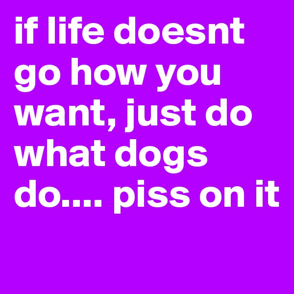 if life doesnt go how you want, just do what dogs do.... piss on it
