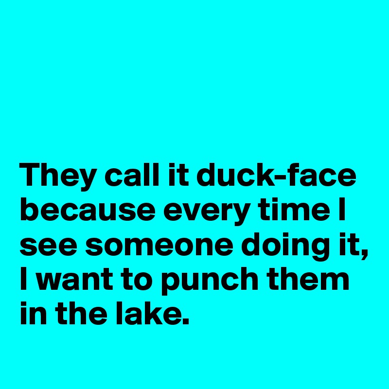 



They call it duck-face because every time I see someone doing it, 
I want to punch them in the lake.