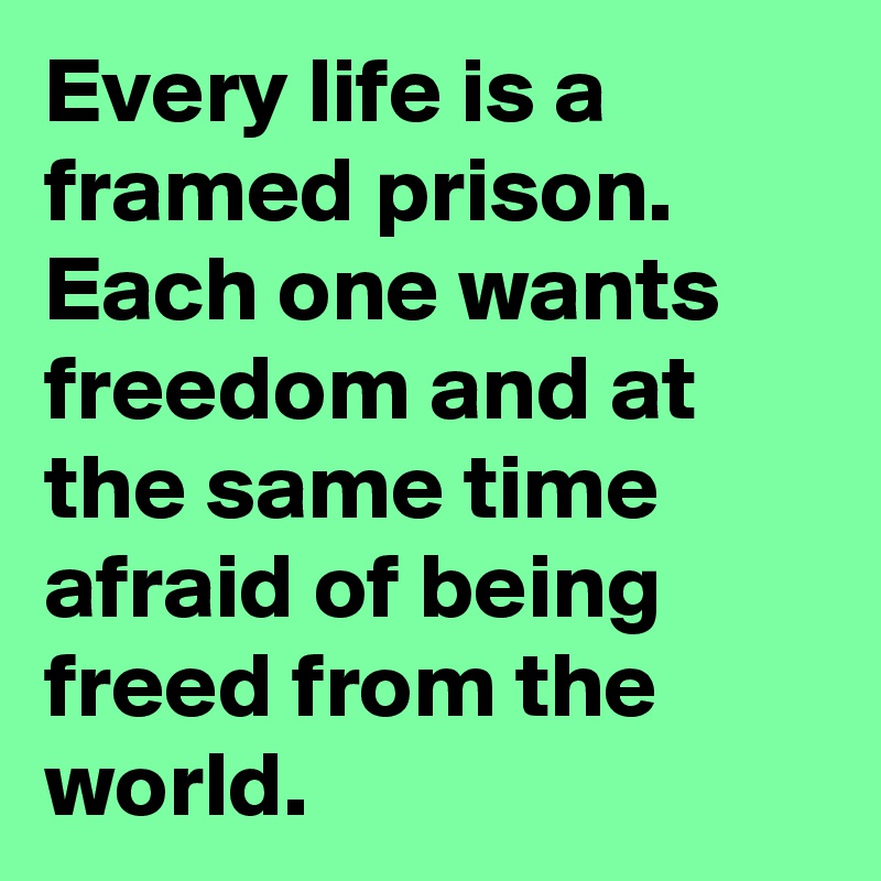 Every life is a framed prison.
Each one wants freedom and at the same time afraid of being freed from the world.
