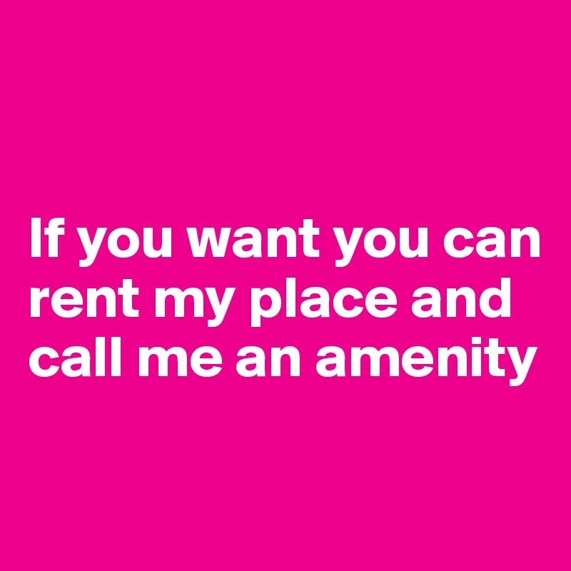 


If you want you can rent my place and call me an amenity

