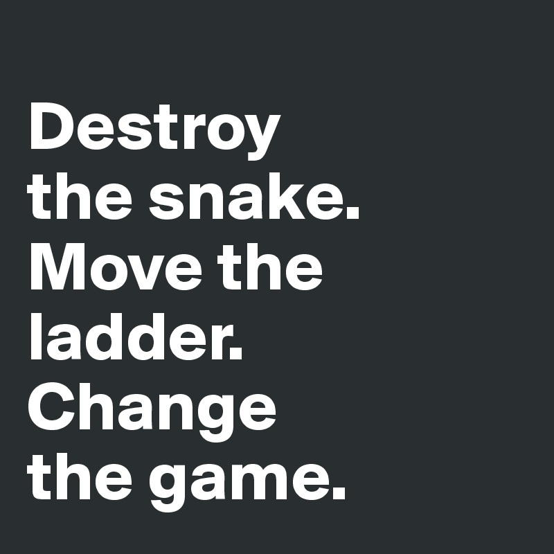 
Destroy 
the snake.  Move the ladder. 
Change 
the game.