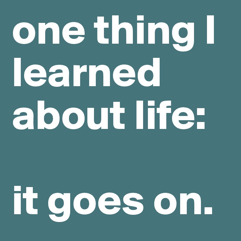 one thing I learned about life:

it goes on.
