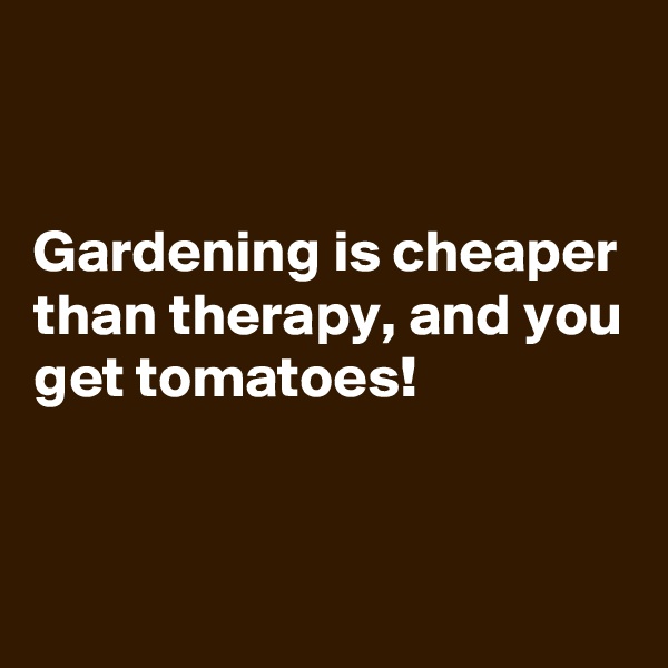 


Gardening is cheaper than therapy, and you get tomatoes!


