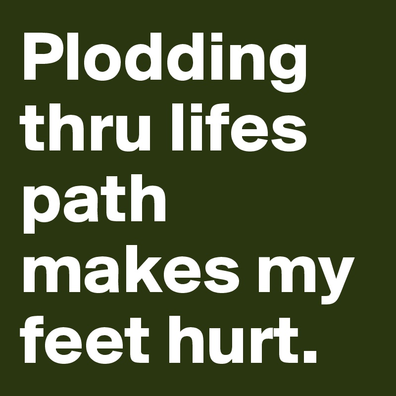 Plodding thru lifes path makes my feet hurt.