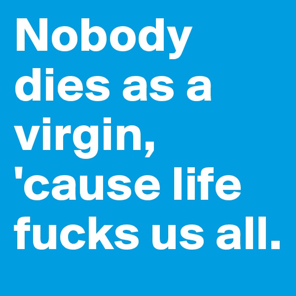 Nobody dies as a virgin, 'cause life fucks us all. 