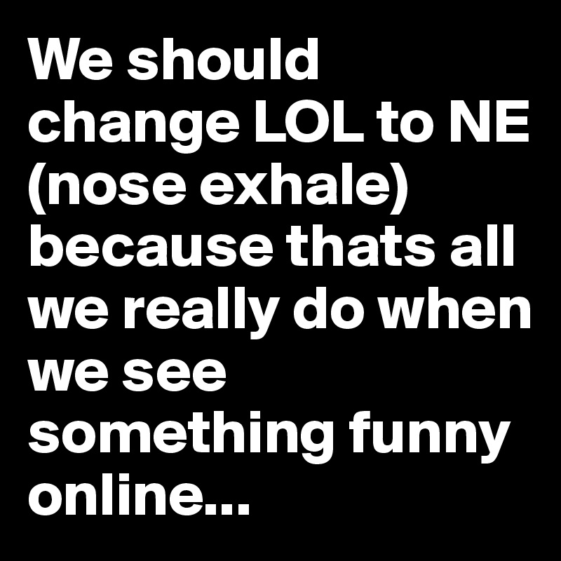 We should change LOL to NE (nose exhale) because thats all we really do when we see something funny online...