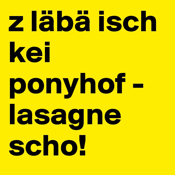 z läbä isch kei ponyhof - lasagne scho! 