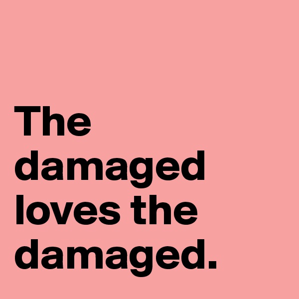 

The damaged loves the damaged.