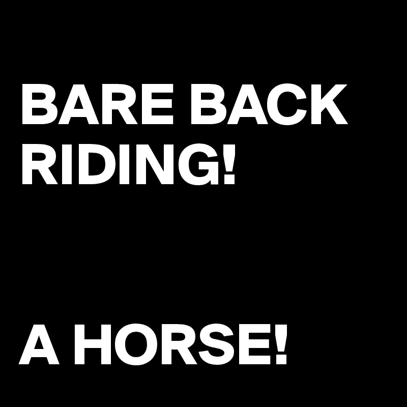 
BARE BACK RIDING!


A HORSE! 