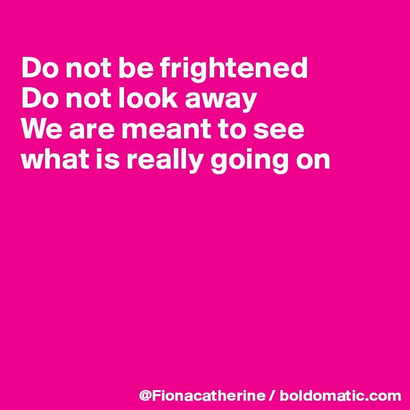 
Do not be frightened
Do not look away
We are meant to see
what is really going on






