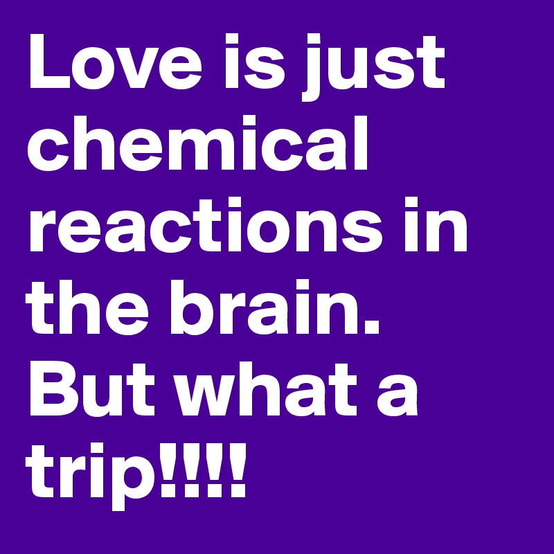 Love is just chemical reactions in the brain. But what a trip!!!!