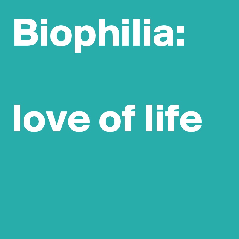 Biophilia: 

love of life

