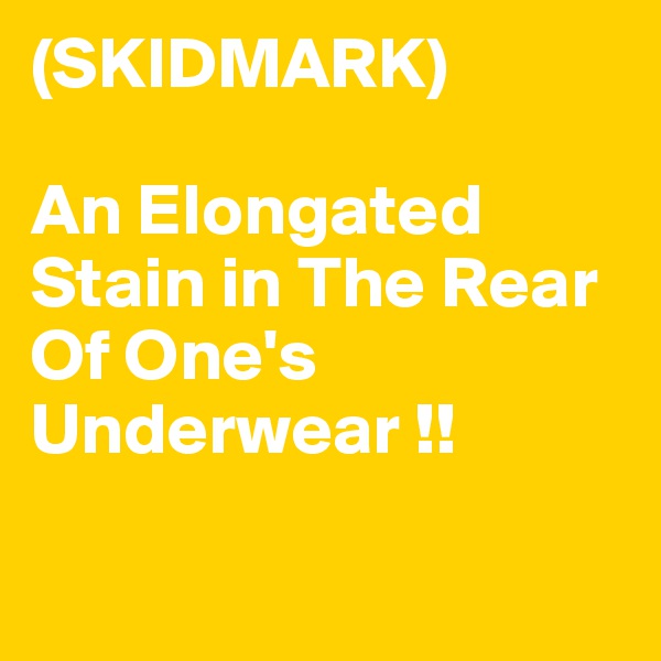 (SKIDMARK)

An Elongated
Stain in The Rear Of One's Underwear !!

