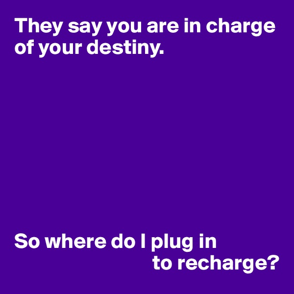 They say you are in charge of your destiny.








So where do I plug in 
                                to recharge?