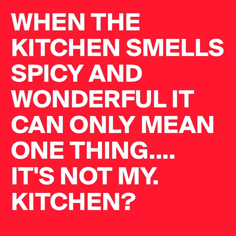 WHEN THE KITCHEN SMELLS SPICY AND WONDERFUL IT CAN ONLY MEAN ONE THING....
IT'S NOT MY. KITCHEN?