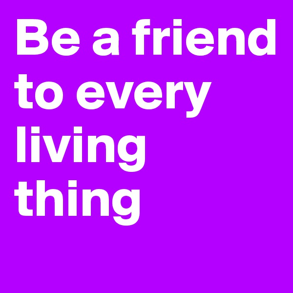 Be a friend to every living thing