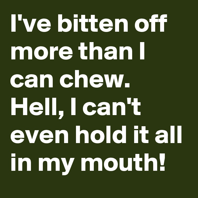 I've bitten off more than I can chew. Hell, I can't even hold it all in my mouth!