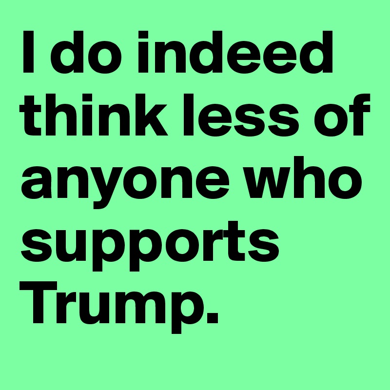 I do indeed think less of anyone who supports Trump. 
