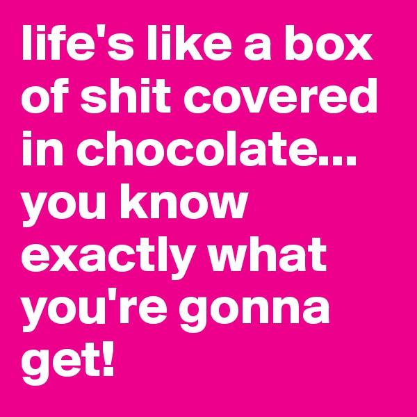 life's like a box of shit covered in chocolate... you know exactly what you're gonna get!