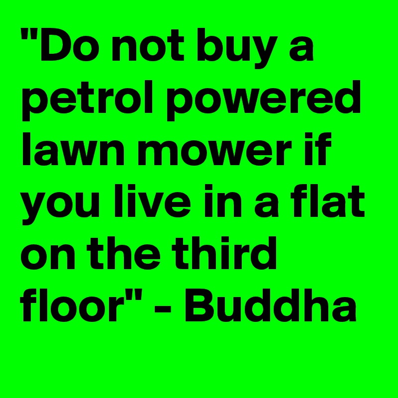 "Do not buy a petrol powered lawn mower if you live in a flat on the third floor" - Buddha