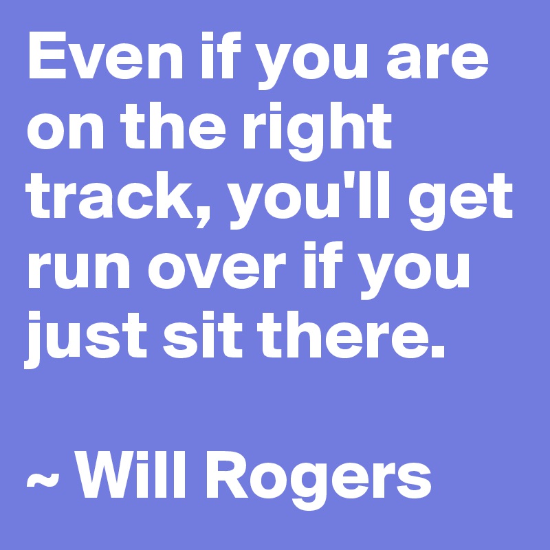 Even if you are on the right track, you'll get run over if you just sit there.

~ Will Rogers