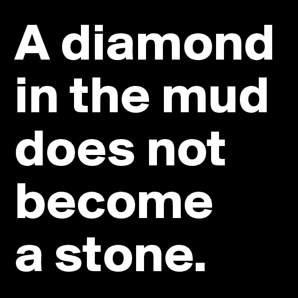 A diamond in the mud does not become 
a stone. 