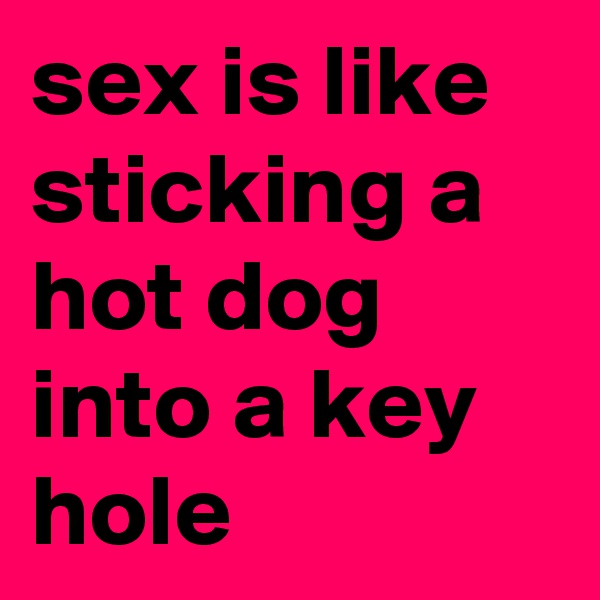 sex is like sticking a hot dog into a key hole 