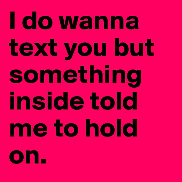I do wanna text you but something inside told me to hold on.