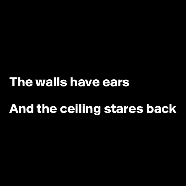 




The walls have ears

And the ceiling stares back



