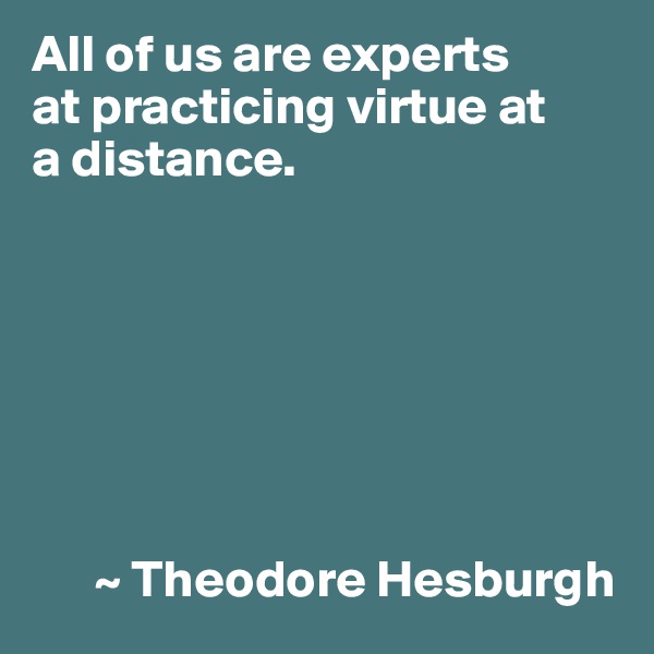 All of us are experts
at practicing virtue at
a distance.







      ~ Theodore Hesburgh