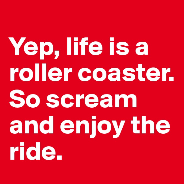 
Yep, life is a roller coaster. So scream and enjoy the ride.