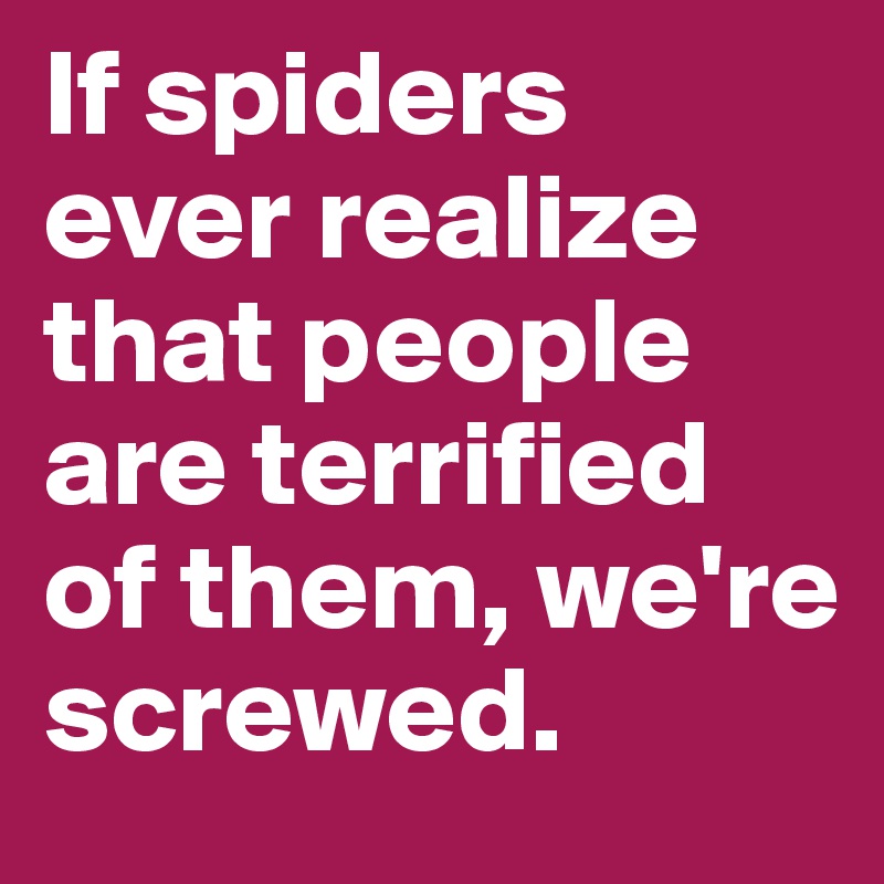 If spiders ever realize that people are terrified of them, we're screwed.