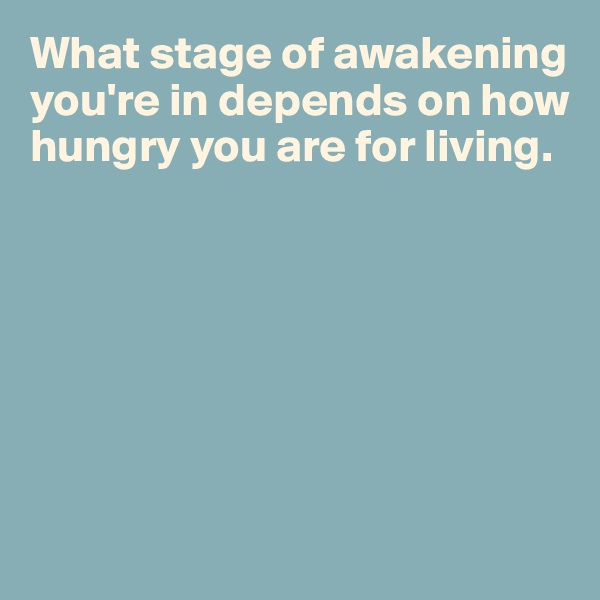 What stage of awakening you're in depends on how hungry you are for living.








