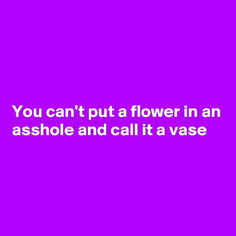 




You can't put a flower in an asshole and call it a vase




