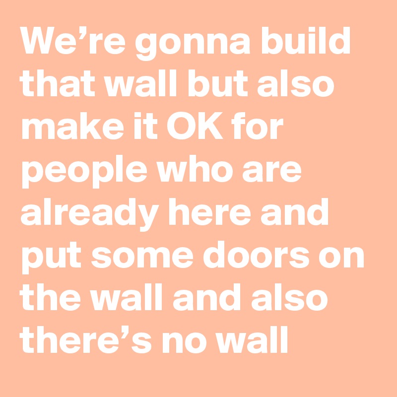 We’re gonna build that wall but also make it OK for people who are already here and put some doors on the wall and also there’s no wall