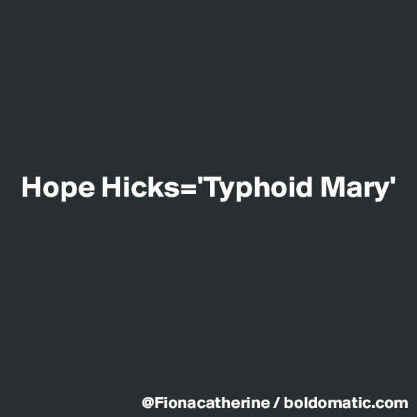 




Hope Hicks='Typhoid Mary'





